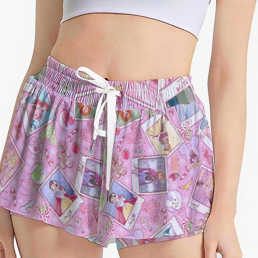 Holiday Winter Princess Christmas Snapshots - Women's Flowy Pocket Shorts