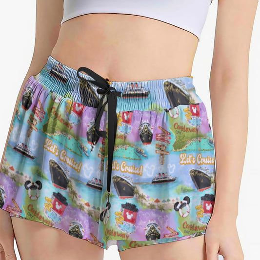 Tropical Castaway Island - Women's Flowy Pocket Shorts