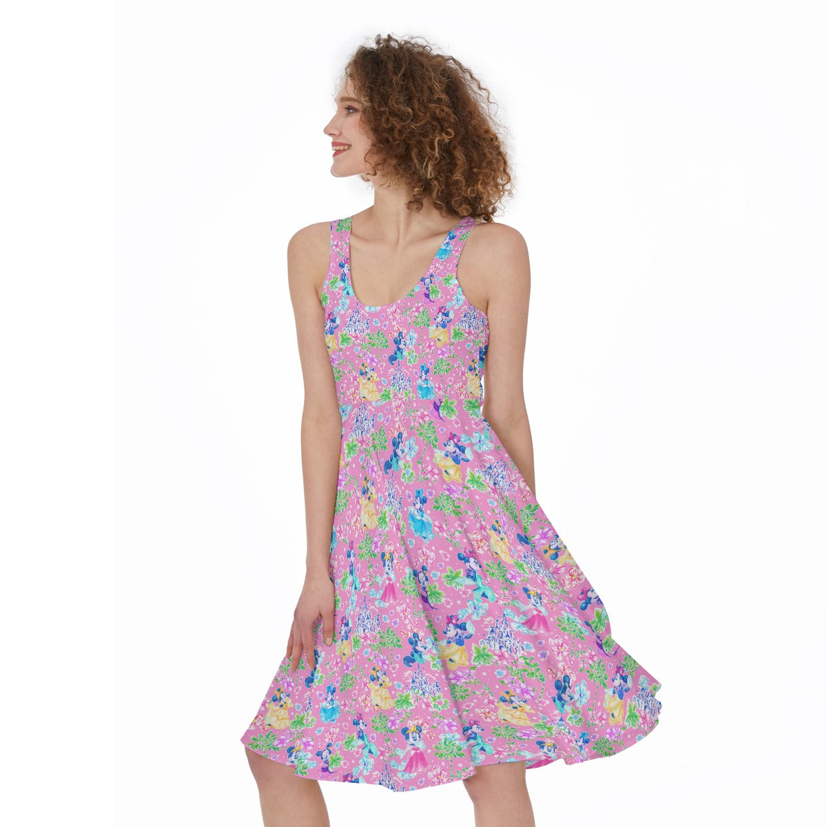 Princess Palm Party - Pocket Midi Skater Dress