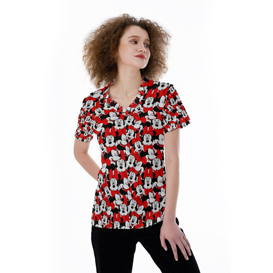 Many Faces of Polka Dot Mouse - Women's Short Sleeve V-Neck T-Shirt