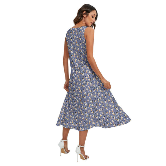 Funny Silly Dog - Women’s Diagonal Pocket Midi Dress