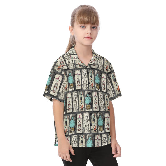 Stretching Haunted Nightmare - Kid's Hawaiian Button Up Shirt