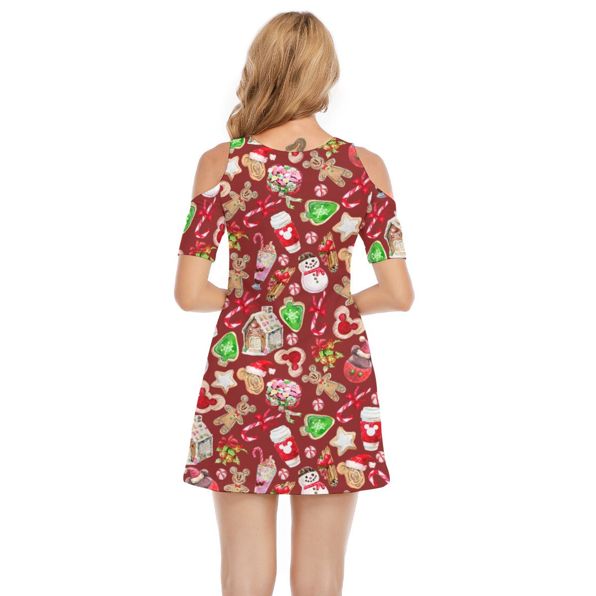 Christmas Snack Goals - Women's Cold Shoulder Cotton Dress