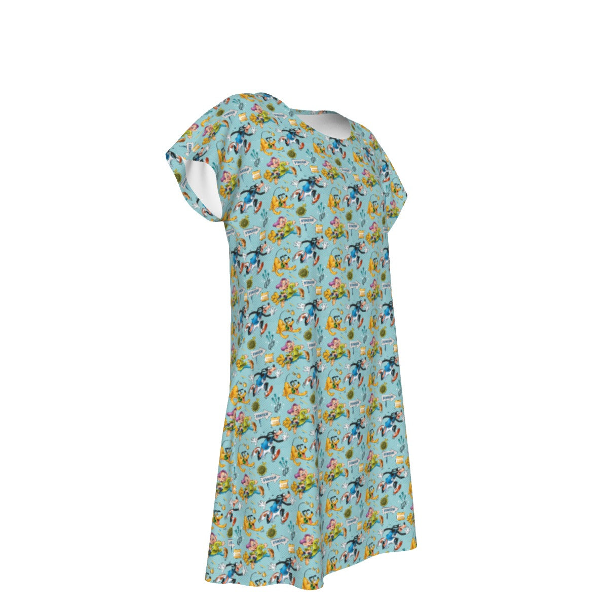 Cheerful Race Day Dashers - Women's T-Shirt Dress