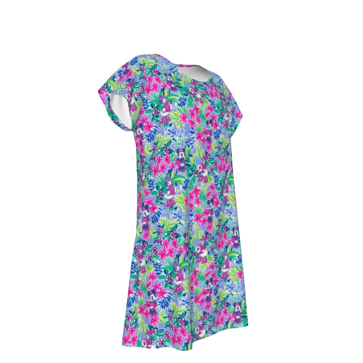 Bright Tropical Bliss - Island Mouse Duo - Women's T-Shirt Dress