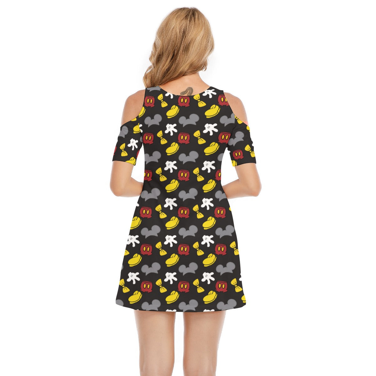 Classic Mouse Style - Women's Cold Shoulder Cotton Dress