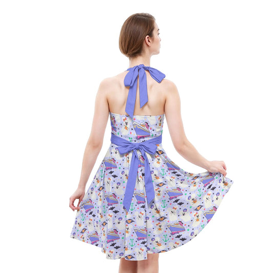 Spooky Sea Ghosts - Women's Halter Vintage Pocket Dress