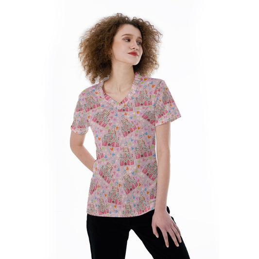 25th Birthday Cake Castle - Women's Short Sleeve V-Neck T-Shirt
