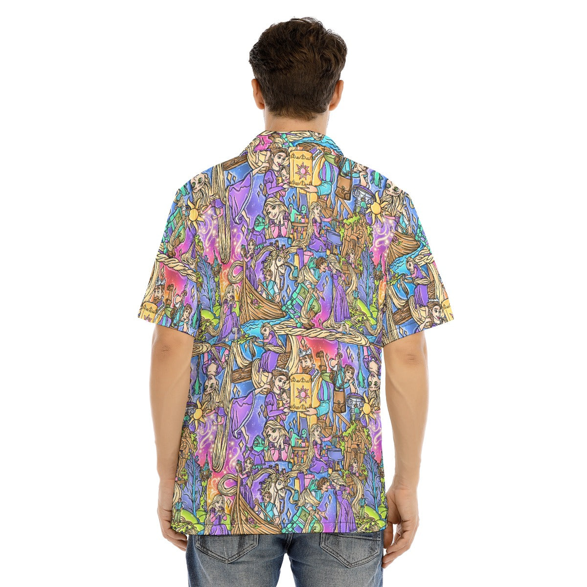 Golden Hair Storybook Scenes - Men's Hawaiian Button Up Shirt