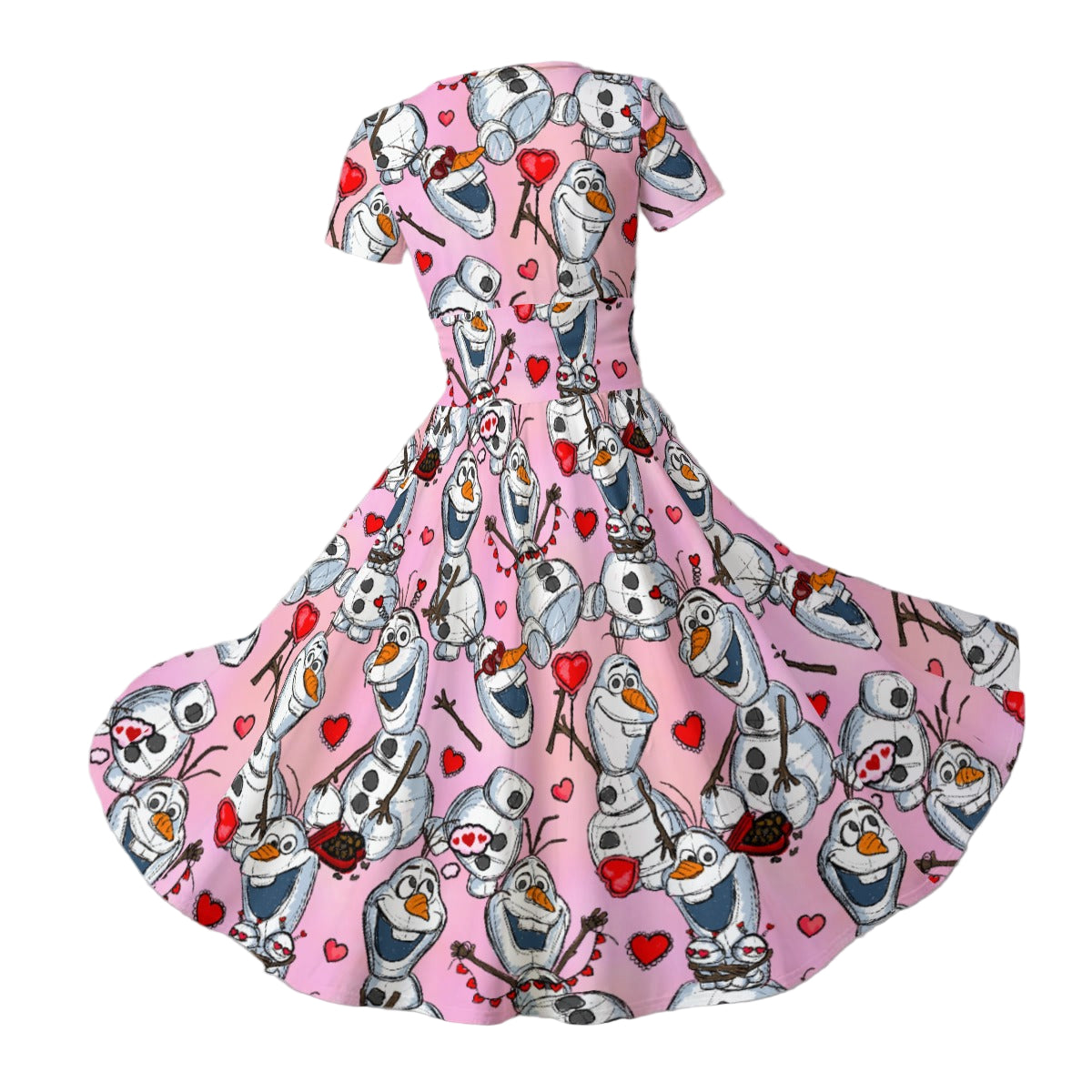 Sketched Snowman Valentine’s Day - Women's V-Neck Ruched Midi Dress