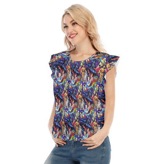Galaxy Saga - Women’s Flutter Sleeve Top