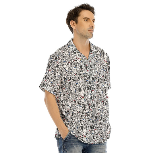 Sketchy Spotted Puppies - Men's Hawaiian Button Up Shirt