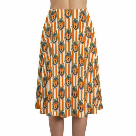Pumpkin Cameo Stripes - Women’s Pocket Midi Skirt