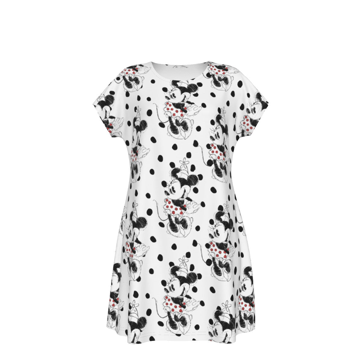 Sketch of Polka Dot Mouse - Women's T-Shirt Dress