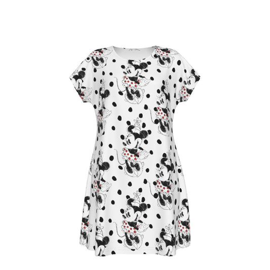Sketch of Polka Dot Mouse - Women's T-Shirt Dress