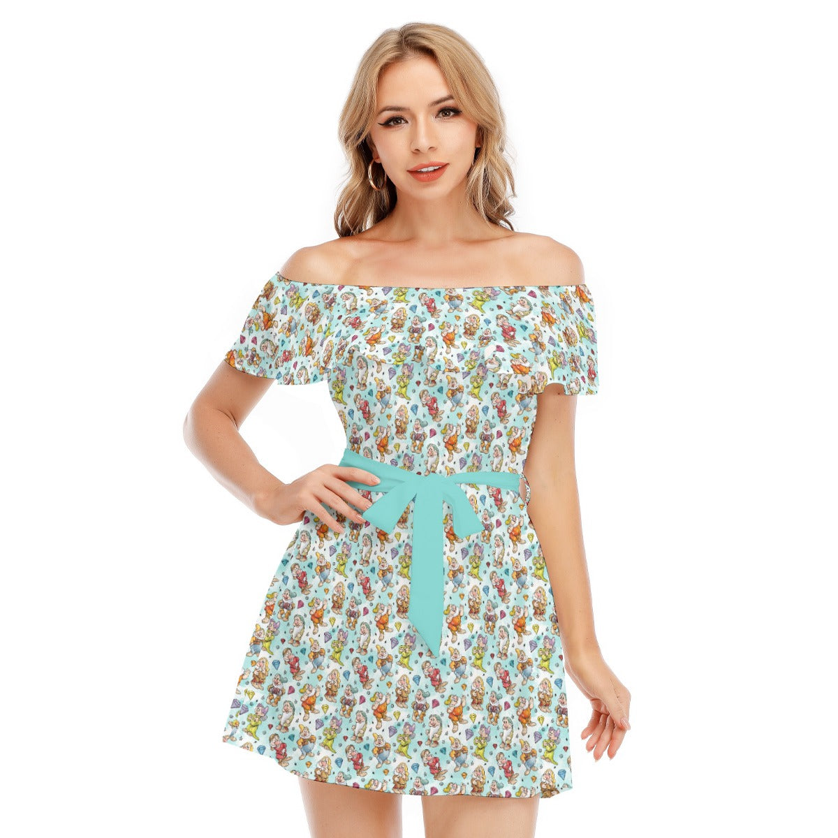 Seven Helpers Sketch - Women's Off-shoulder Ruffle Dress