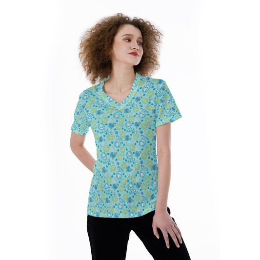 Fruitimals - Blueberry Dinosaurs - Women's Short Sleeve V-Neck T-Shirt