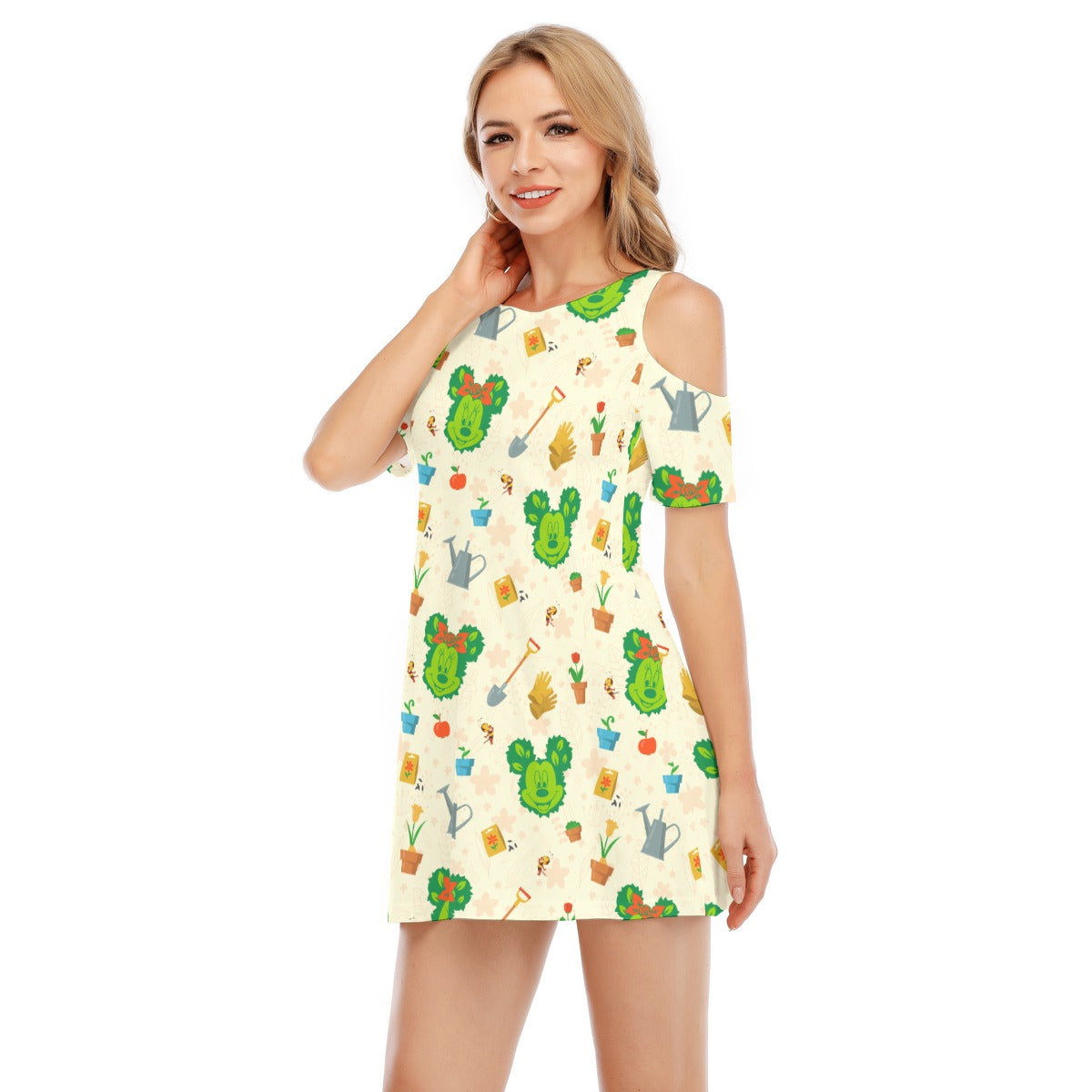 Spring Flower & Garden Festivalival - Women's Cold Shoulder Cotton Dress