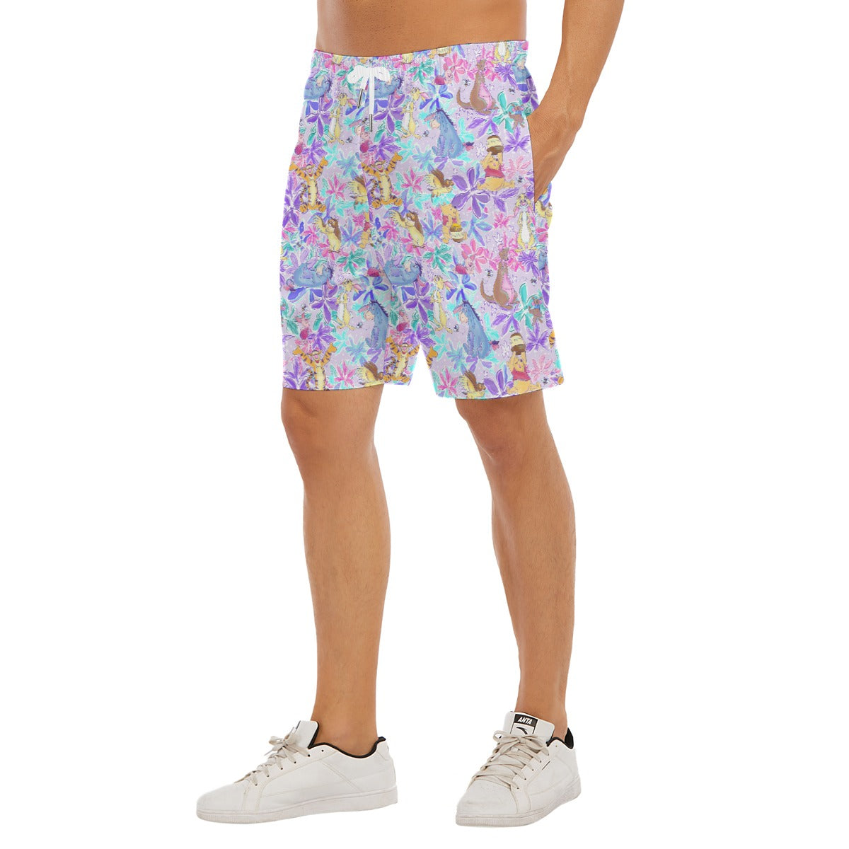 Storybook Friends in Bloom - Men’s Pocket Beach Shorts