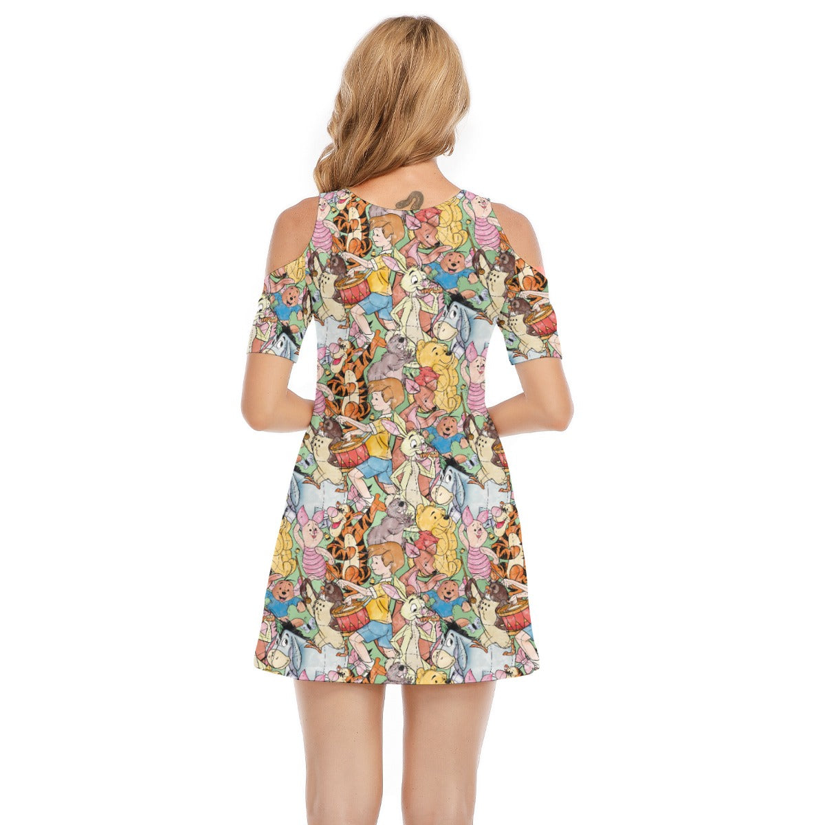 Sketched Hundred Acre Crew - Women's Cold Shoulder Cotton Dress