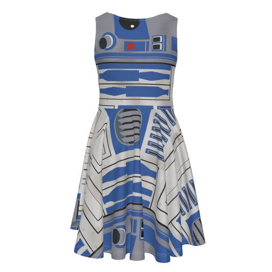 Little Blue Droid - Kid's Sleeveless Skater Dress