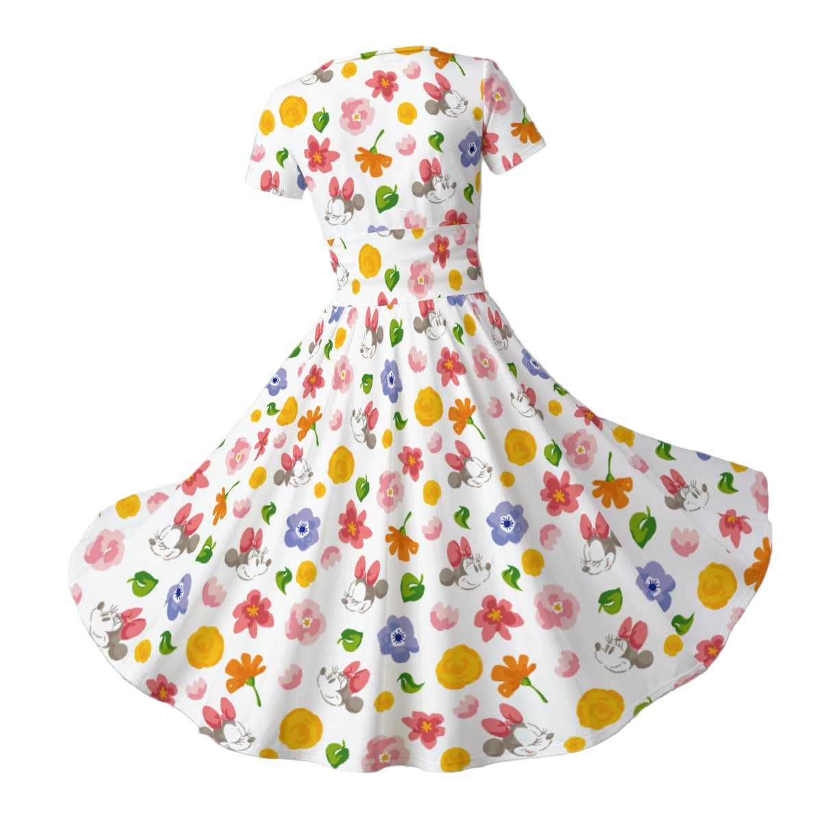 Floral Friends Springtime - Women's V-Neck Ruched Midi Dress