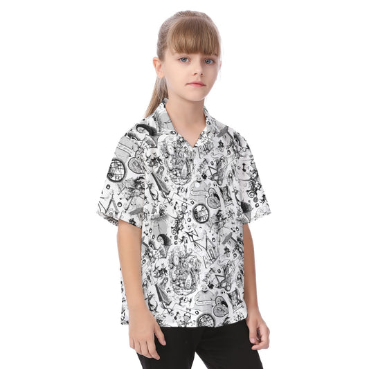 Nightmare Halloween Sketches - Kid's Hawaiian Button Up Shirt