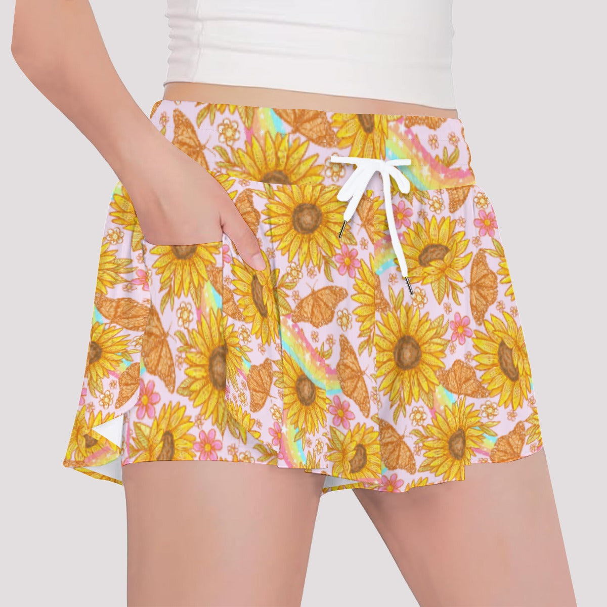 Sunflower Dreams - Girls’ Flowy Pocket Shorts