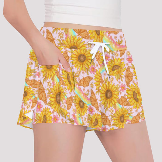 Sunflower Dreams - Girls’ Flowy Pocket Shorts