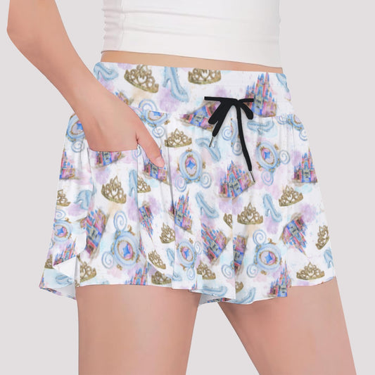 Watercolor Fairytale Fantasy - Girls’ Flowy Pocket Shorts