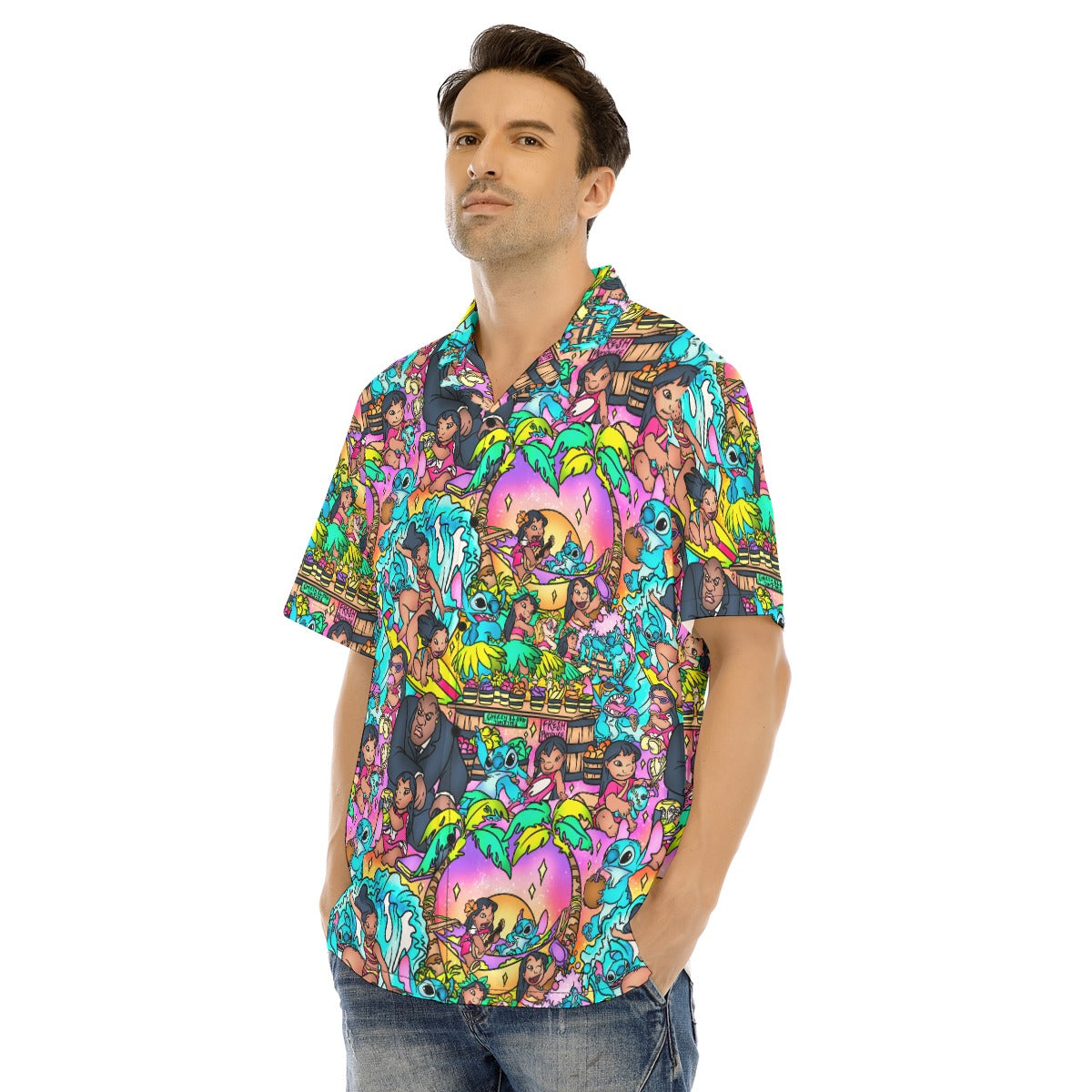 Ohana Island Storybook Scenes - Men's Hawaiian Button Up Shirt