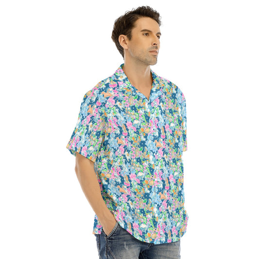 Bright Tropical Friends - Disney Dogs - Men's Hawaiian Button Up Shirt