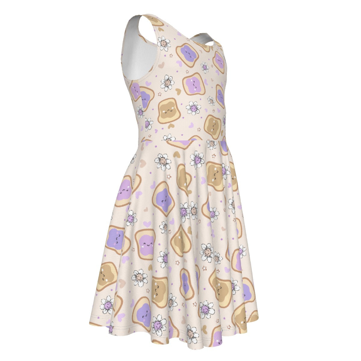 Kawaii Peanut Butter and Jelly Sandwiches - Kid's Sleeveless Skater Dress