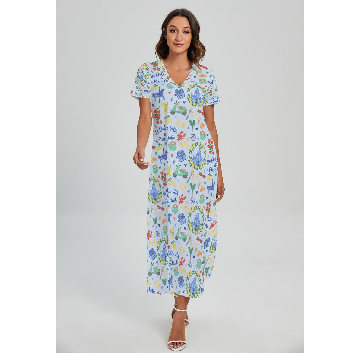 Sweet Life Pixie Dust - Women's V-Neck Side Split Maxi Dress