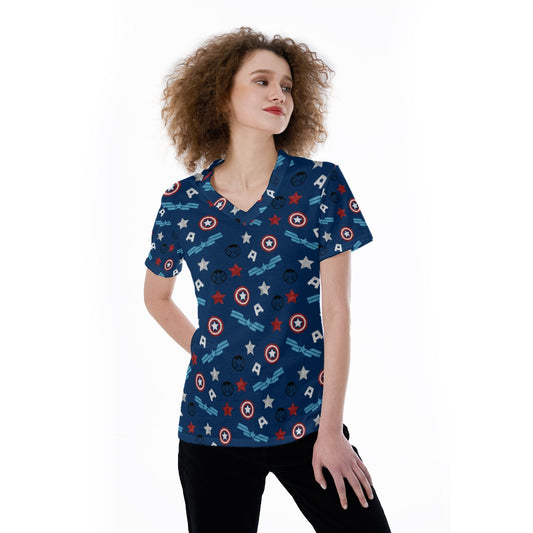 American Superhero - Women's Short Sleeve V-Neck T-Shirt