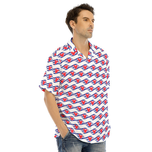 Nautical Cruise Logo Print - Men's Hawaiian Button Up Shirt