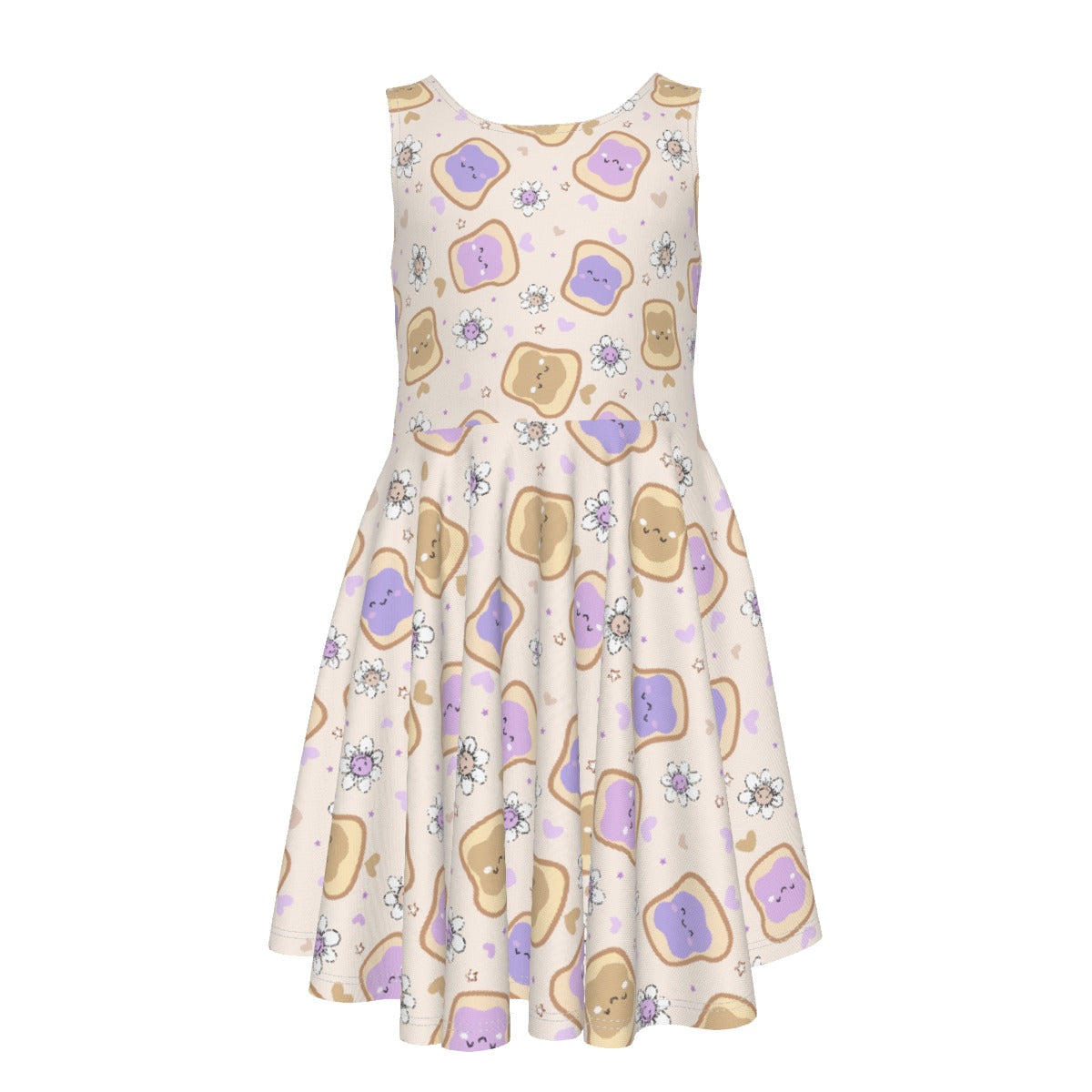 Kawaii Peanut Butter and Jelly Sandwiches - Kid's Sleeveless Skater Dress