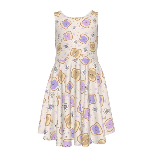 Kawaii Peanut Butter and Jelly Sandwiches - Kid's Sleeveless Skater Dress
