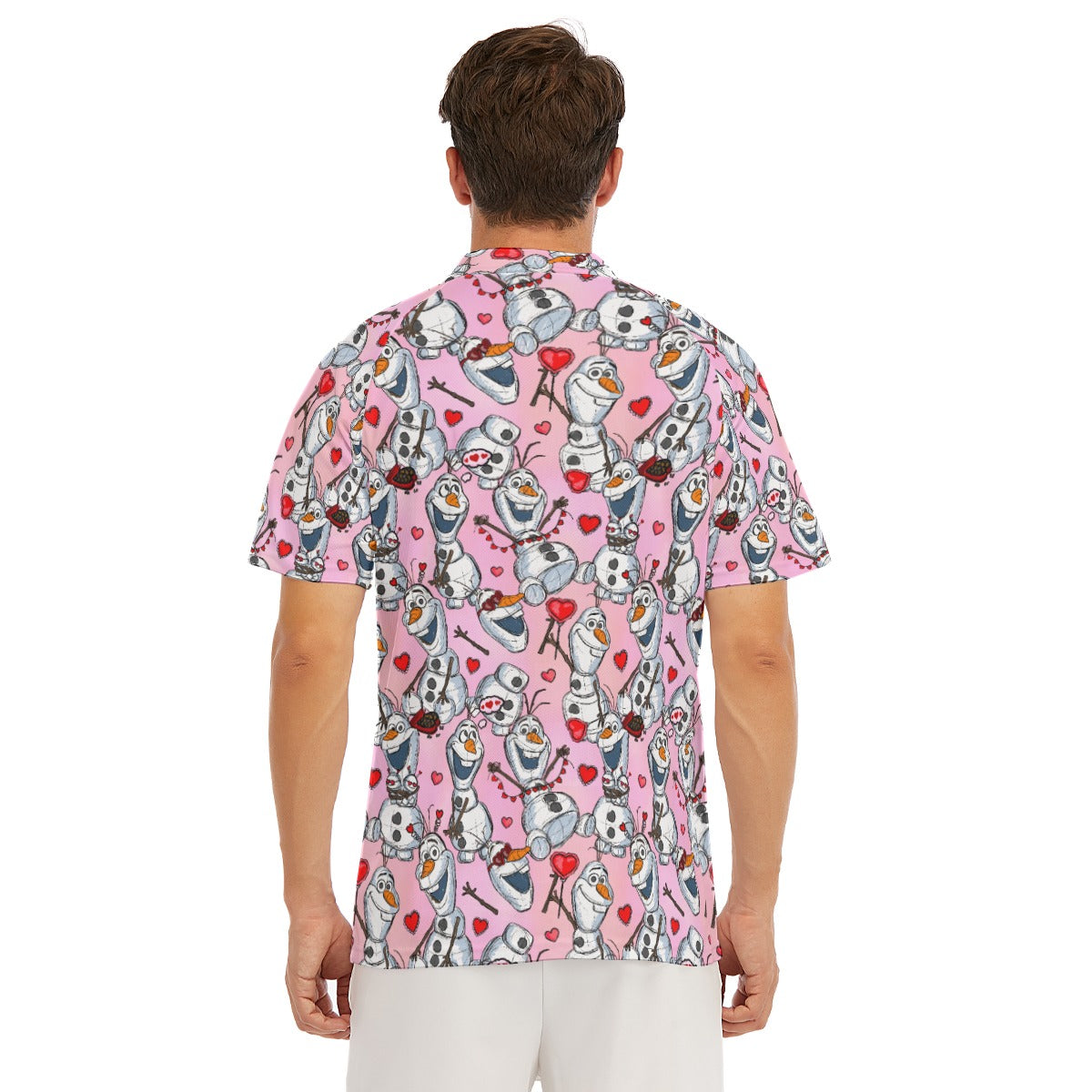 Sketched Snowman Valentine’s Day - Men's Polo Shirt