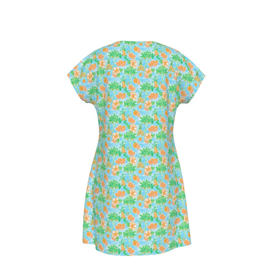 Neon Tangerine Island Pals - Women's T-Shirt Dress