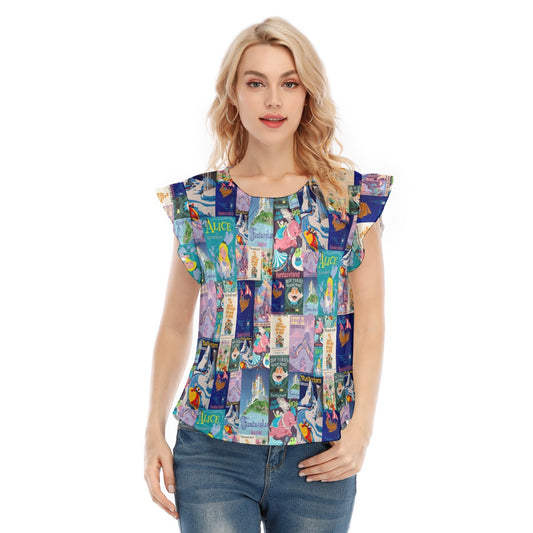 Vintage Fantasy Ride Posters - Women’s Flutter Sleeve Top