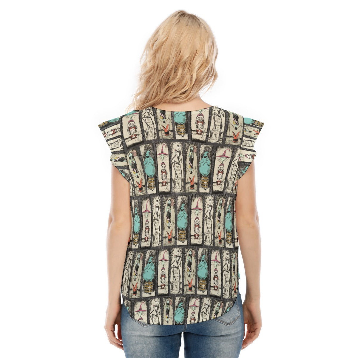 Stretching Haunted Nightmare - Women’s Flutter Sleeve Top