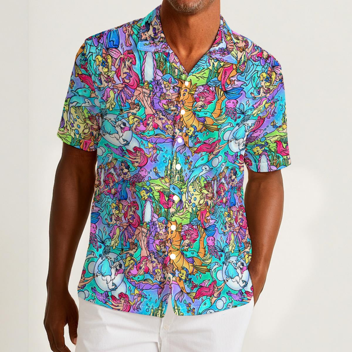 Under the Sea Storybook Scenes - Men’s Cotton-Rich Button Up Shirt