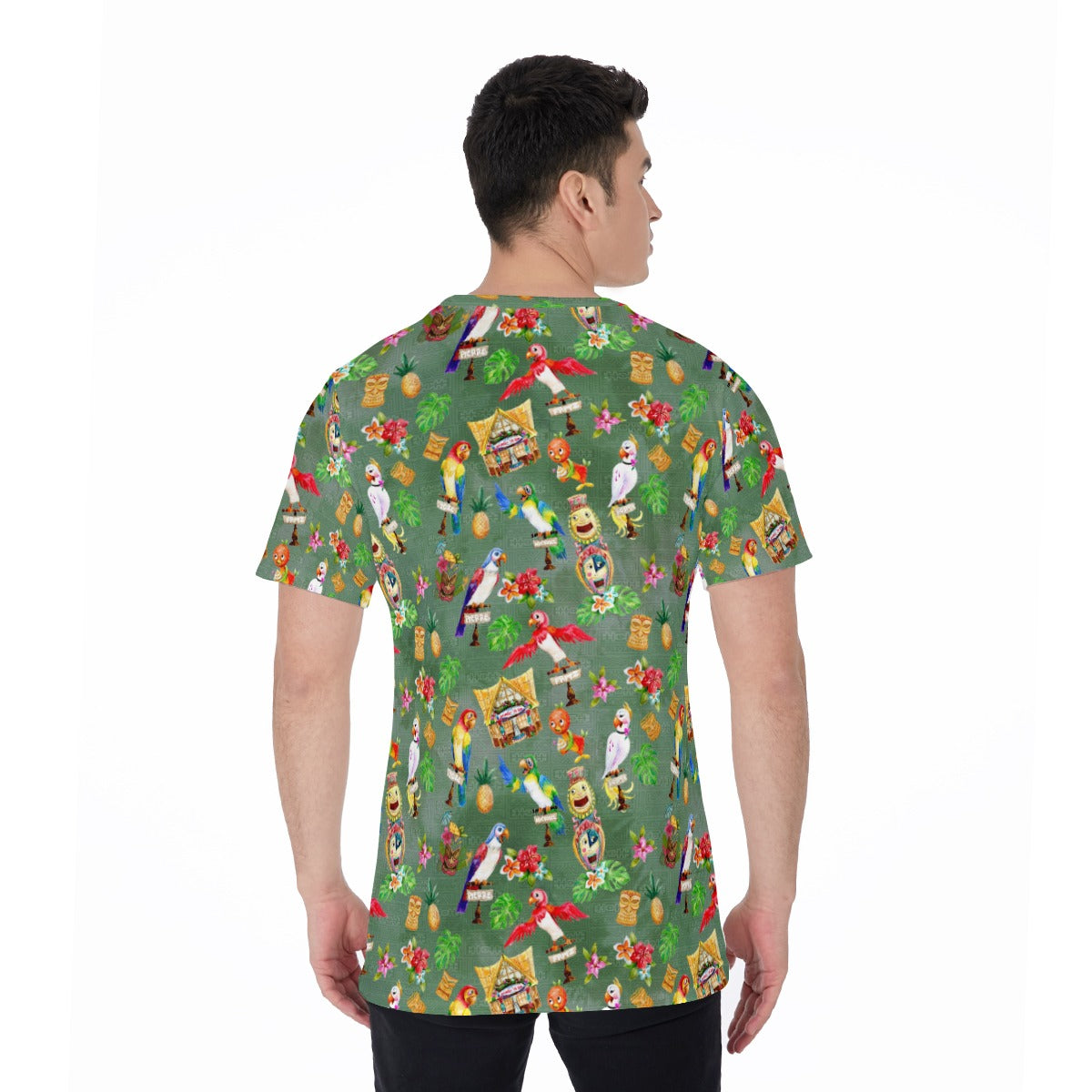 Orange Bird & Tiki Friends - Men's Short Sleeve T-Shirt