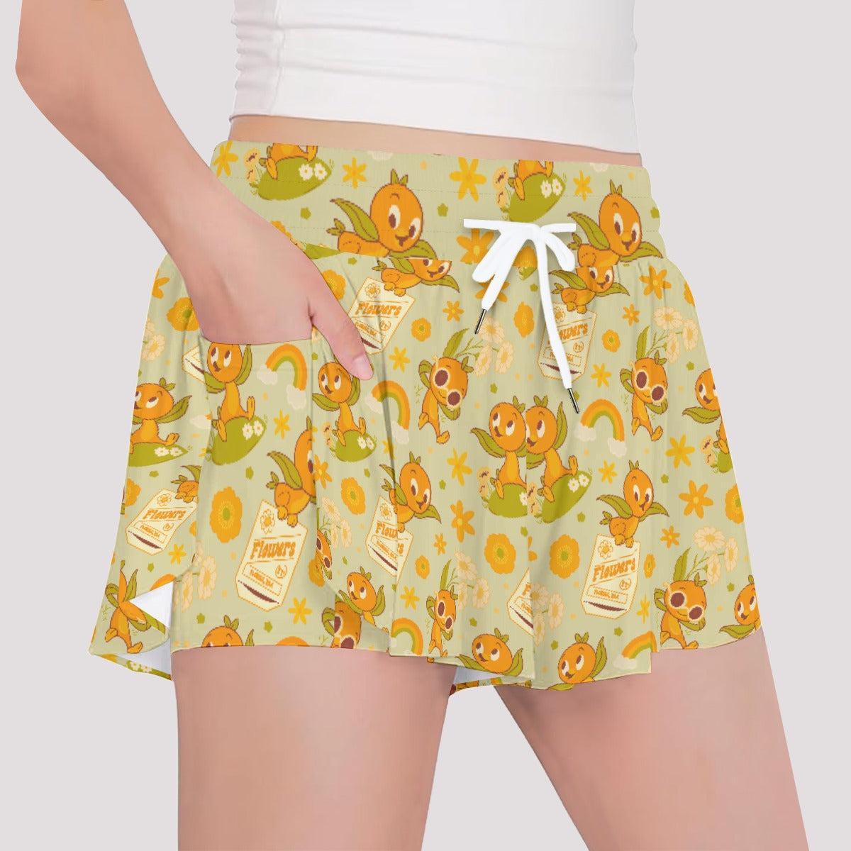 Vintage Citrus Garden - Girls’ Flowy Pocket Shorts