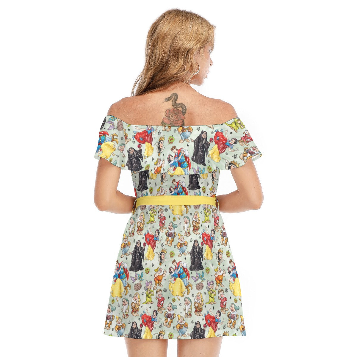 Fairest Crew Sketch - Women's Off-shoulder Ruffle Dress