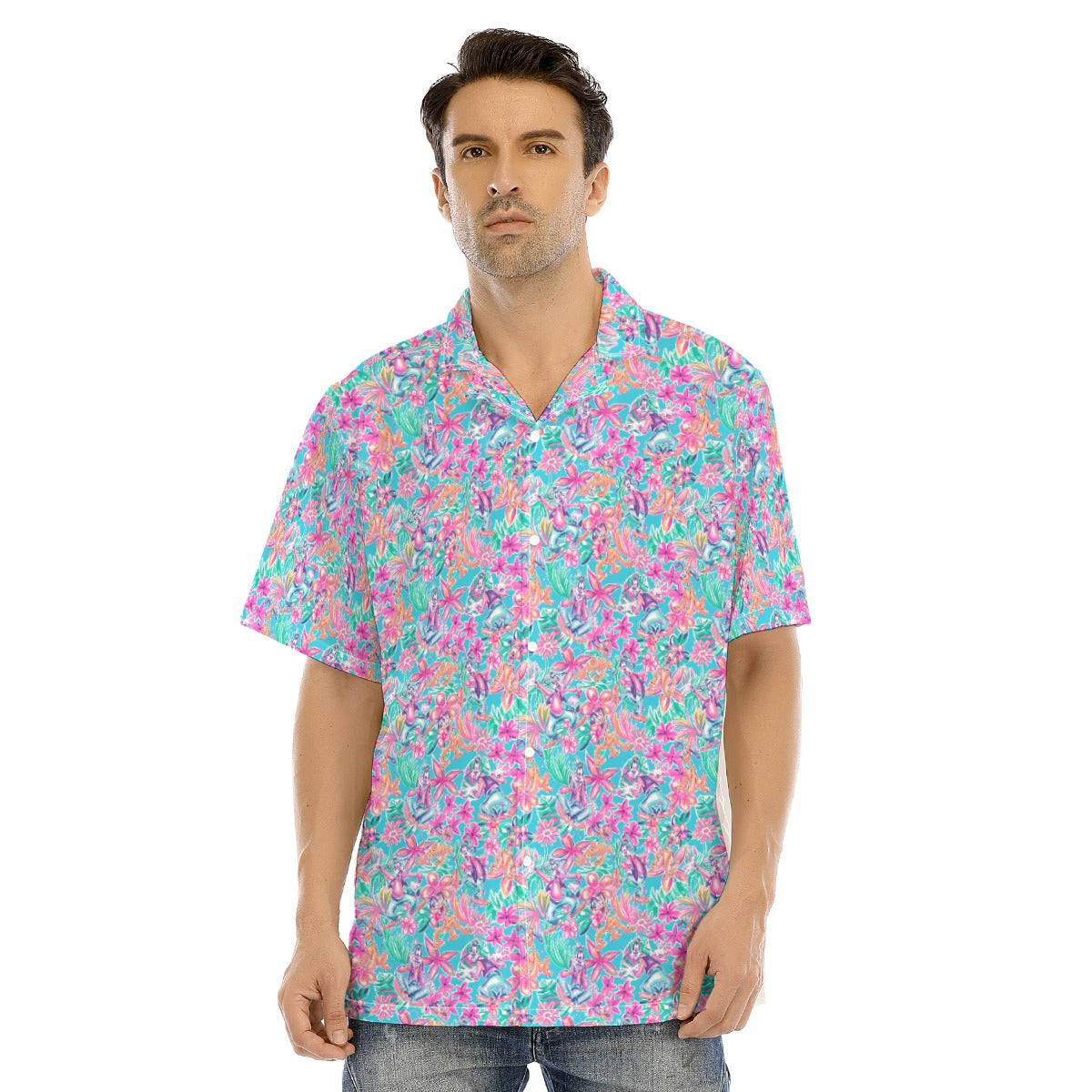 Tropical Bloom Fiesta - Playful Duo - Men's Hawaiian Button Up Shirt