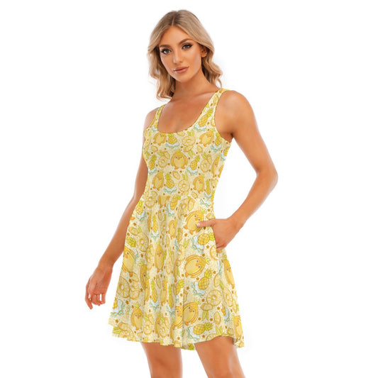 Fruitimals - Pineapple Penguins - Women's Sleeveless Pocket Skater Dress