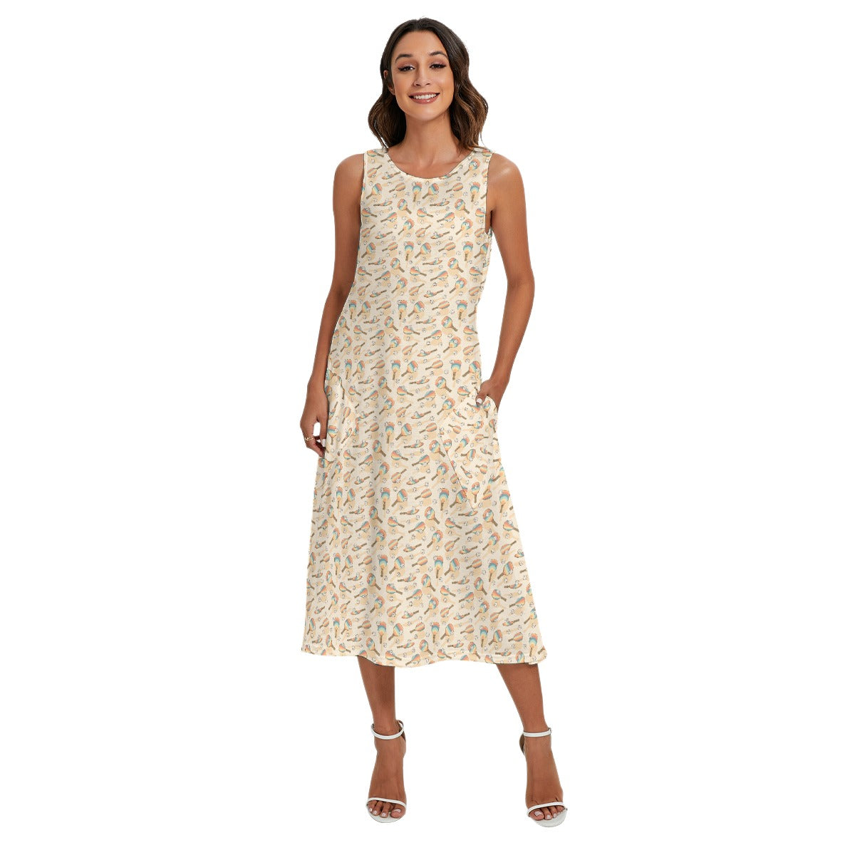 Retro Pickleball Volley - Women’s Diagonal Pocket Midi Dress