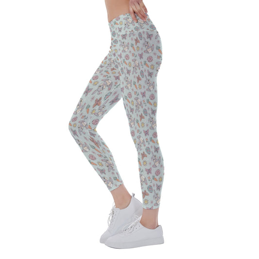 Springtime Bunny Cheer - Women's Yoga Leggings